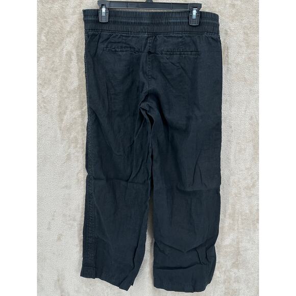 Athleta Pants Womens 8P Black Cabo Linen Wide Leg Pull On Casual Vacation Staple - Picture 3 of 9